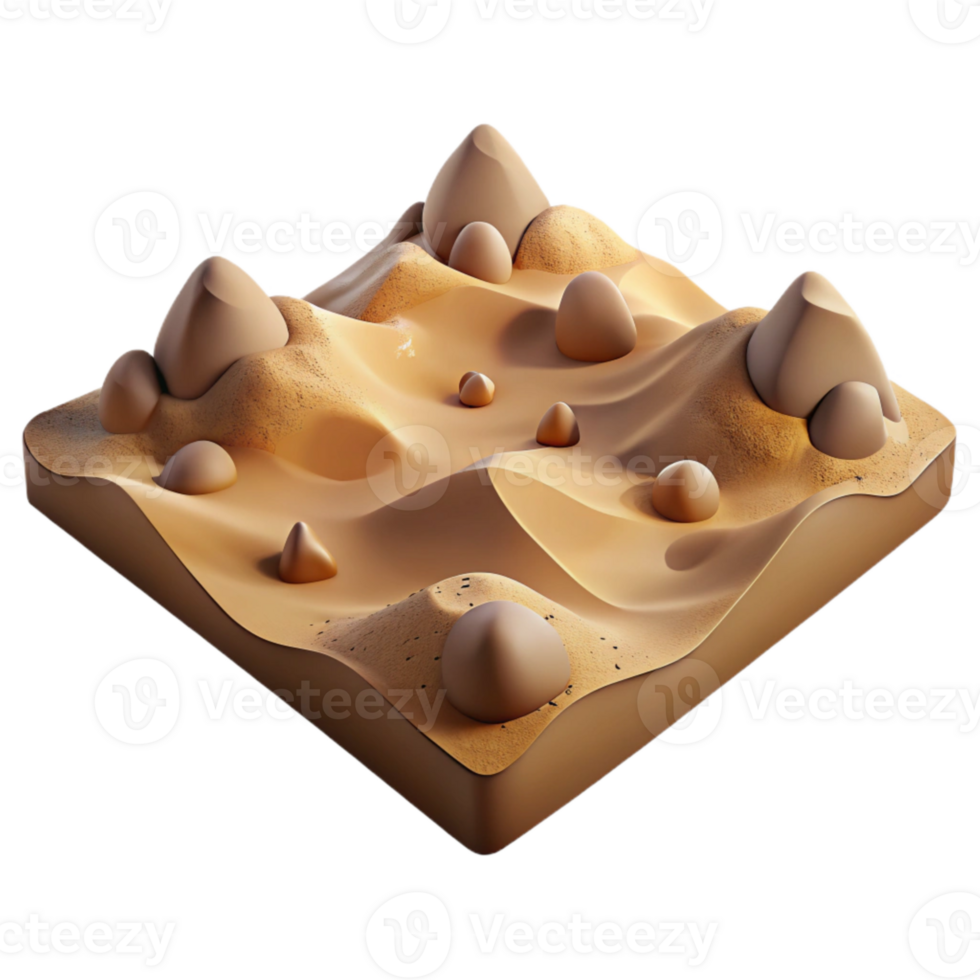 impressive classic Virtual Desert Landscape with Sand Dunes Isolated high quality png