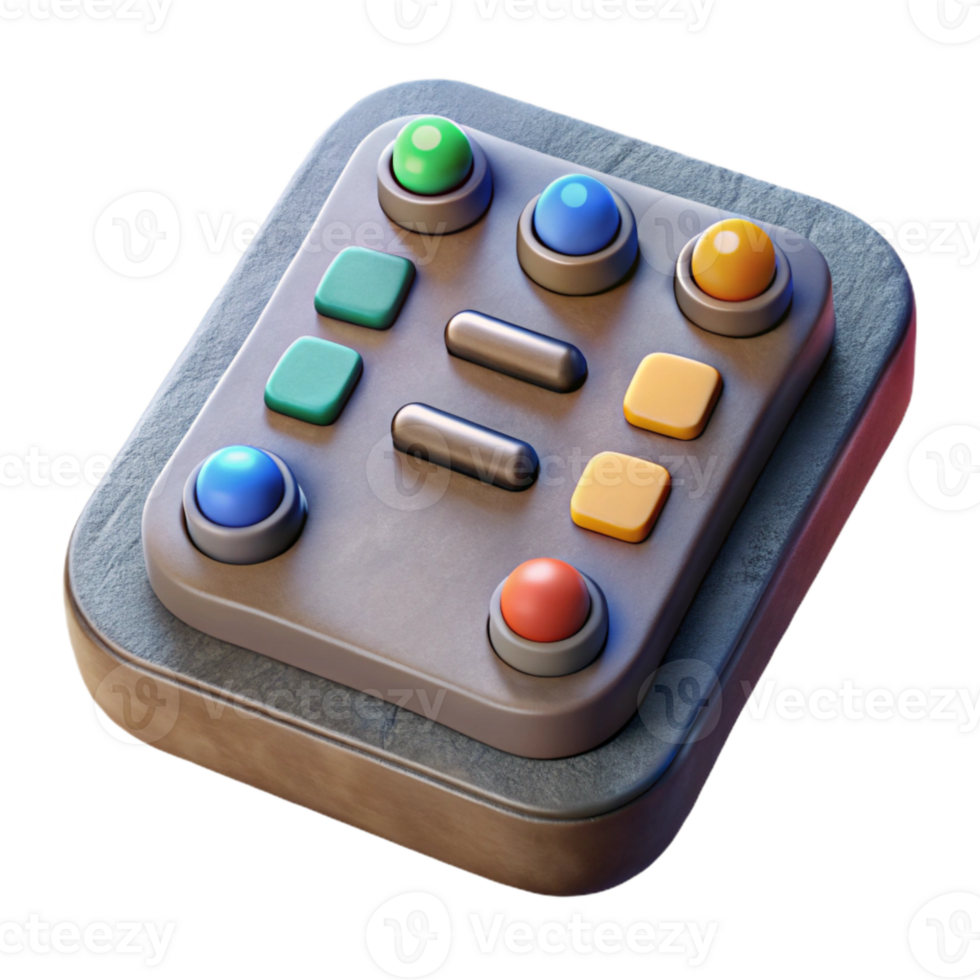 beautiful artistic Virtual Control Panel with Buttons and Sliders Cutout original png
