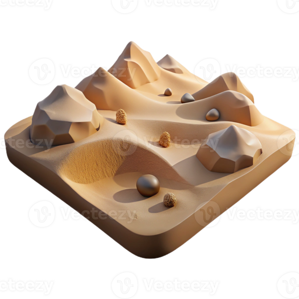 stunning artistic Virtual Desert Landscape with Sand Dunes Isolated original png