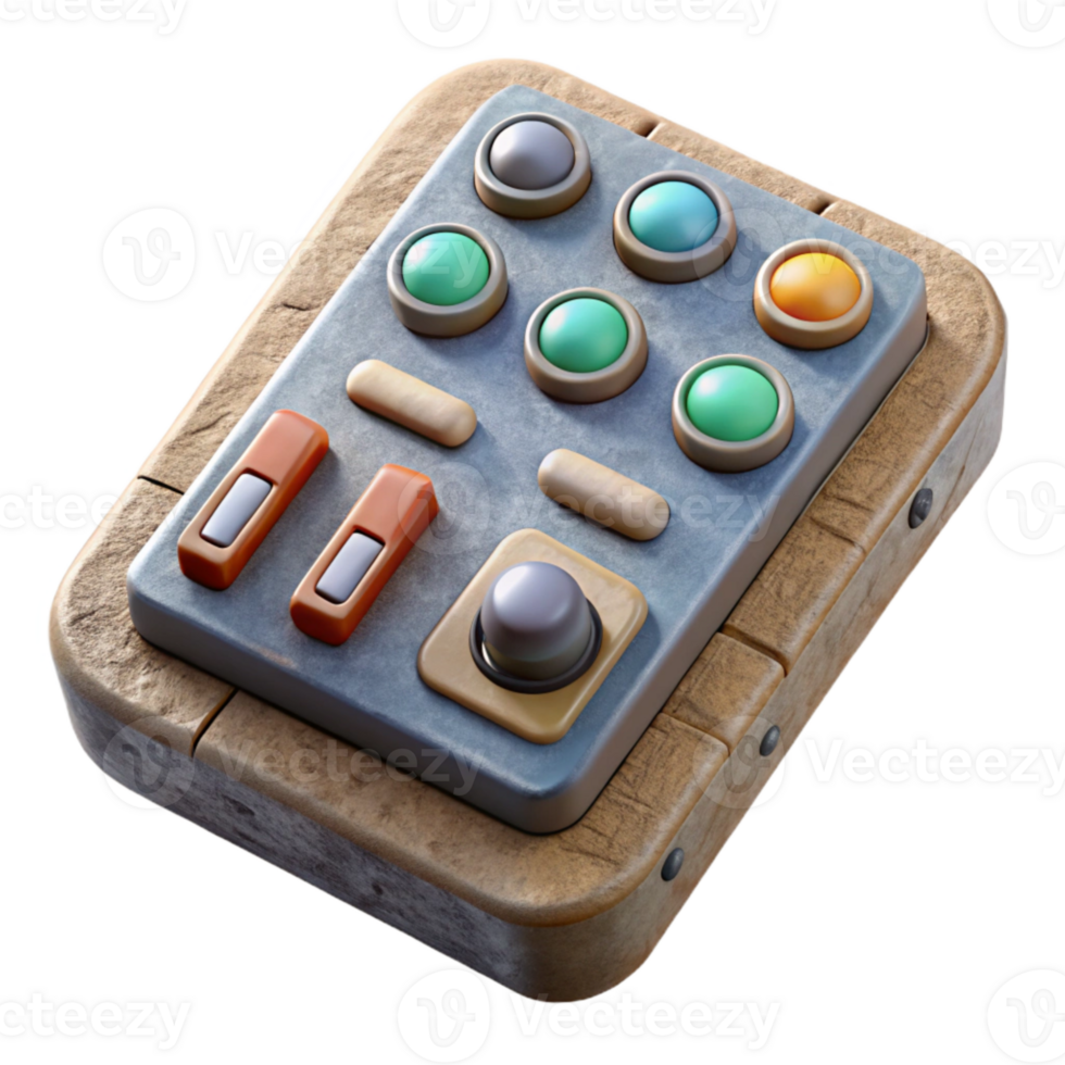 serene vintage Virtual Control Panel with Buttons and Sliders Cutout high quality png