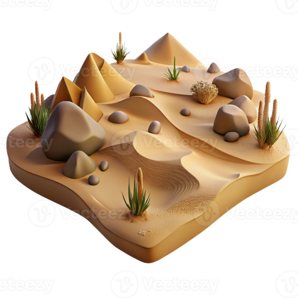 impressive contemporary Virtual Desert Landscape with Sand Dunes Isolated exclusive png