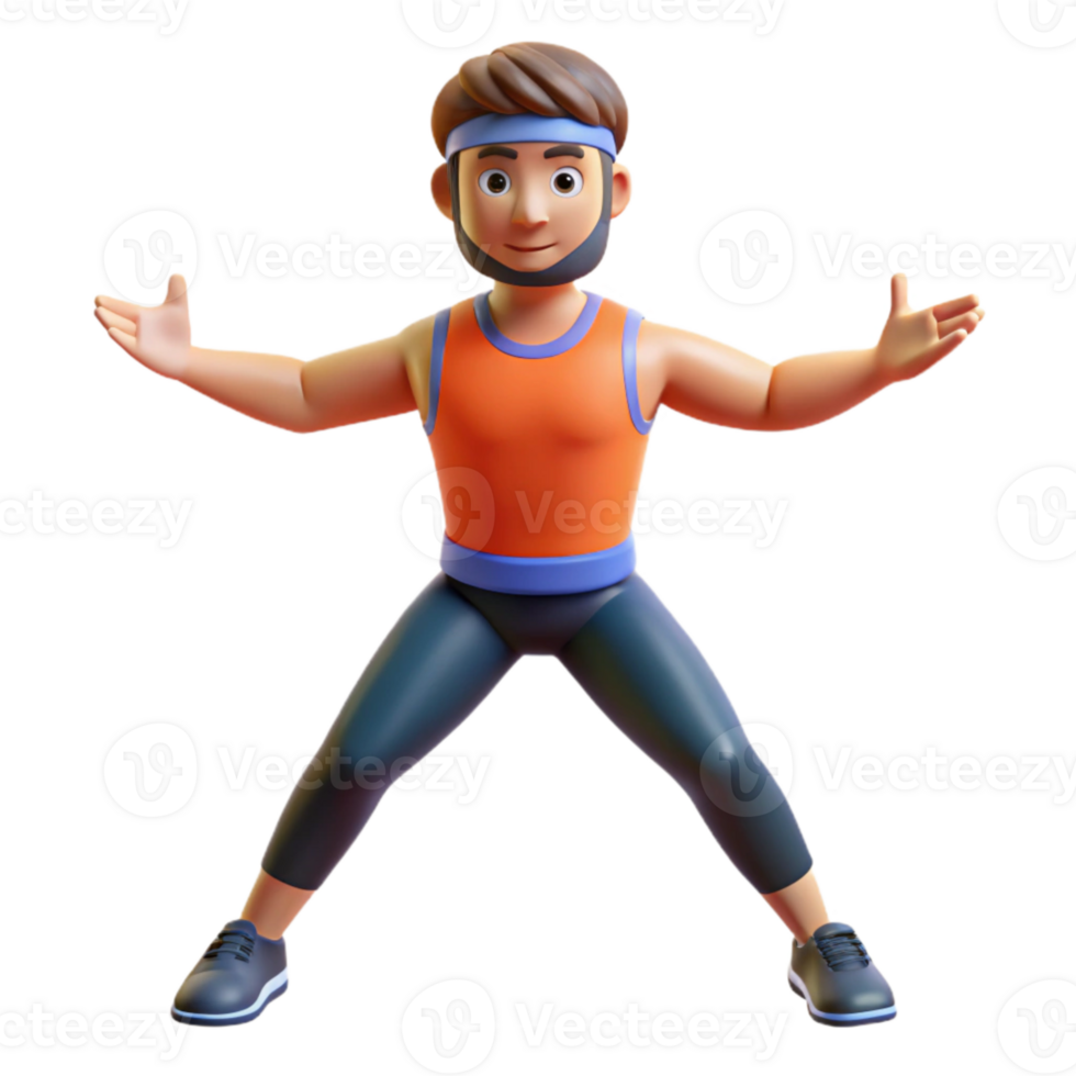 serene creative Virtual Fitness Trainer Exercise Pose Isolated Element png