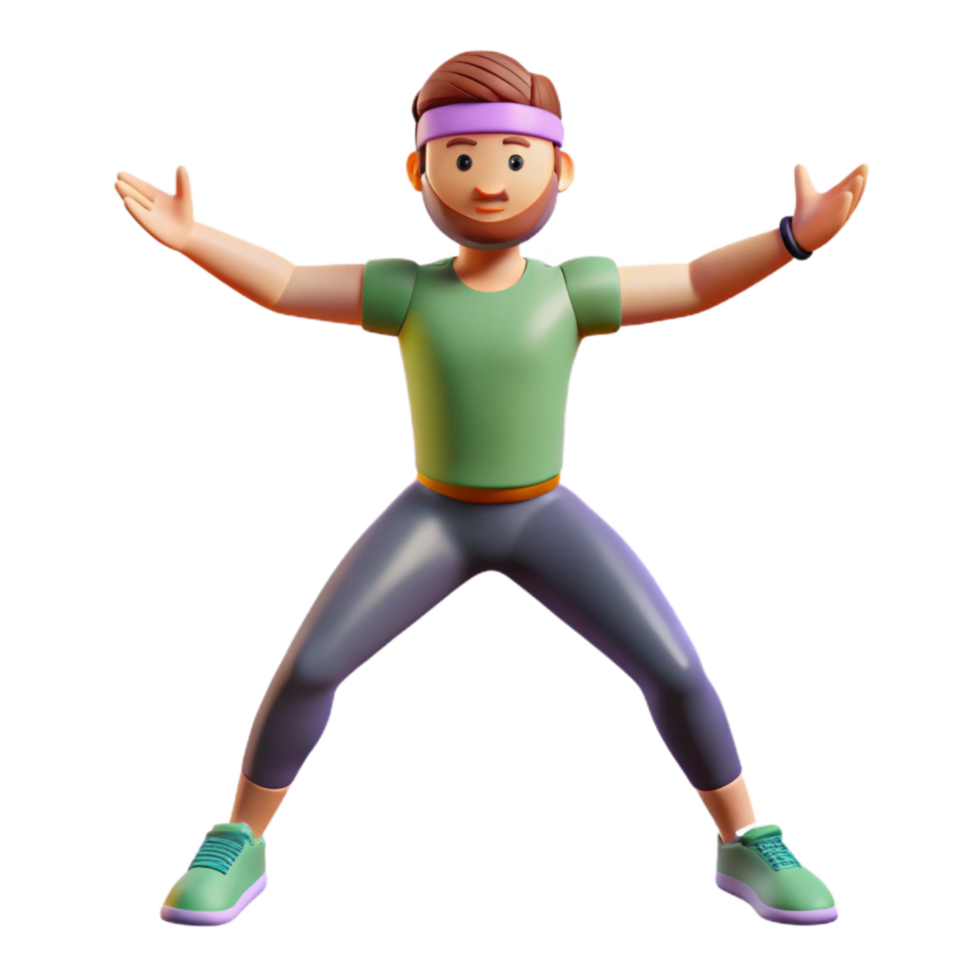 extraordinary creative Virtual Fitness Trainer Exercise Pose Isolated Element original png