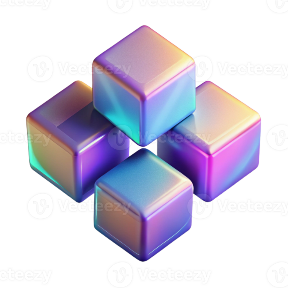 impressive classic Virtual Floating Cubes with Gradient Colors Transparent Background professional png