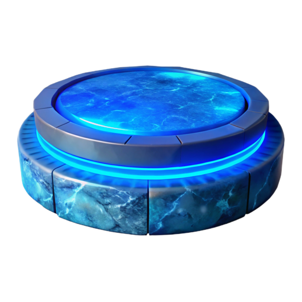 stunning rustic Virtual Floating Platform with Blue Glow Cutout exclusive png