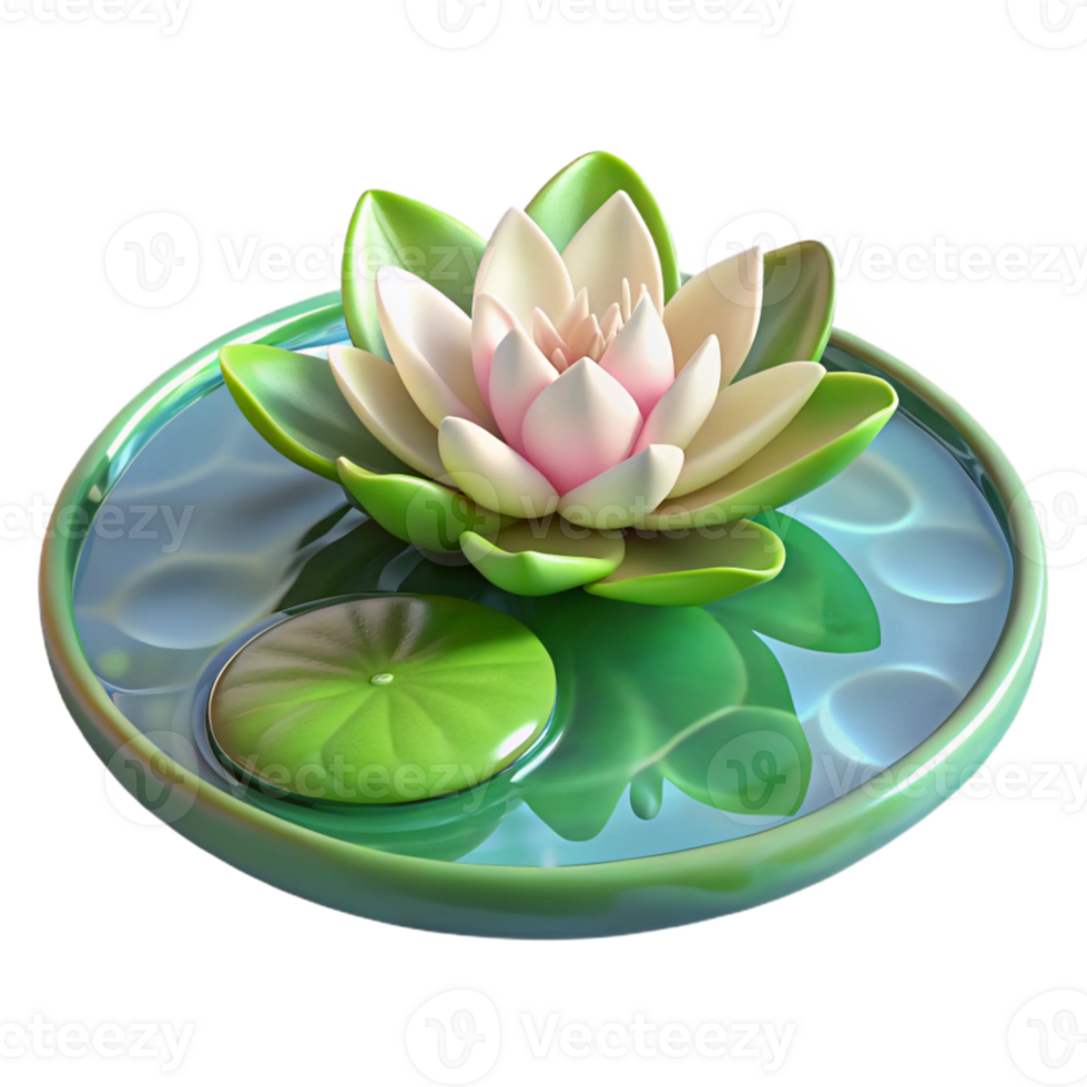 vibrant creative Water Lily Pad Floating on Water Transparent authentic png