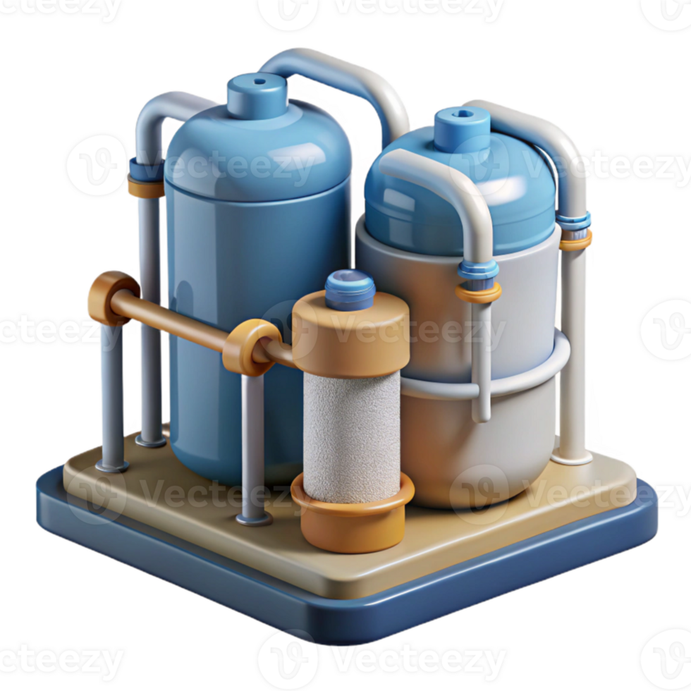 dramatic traditional Water Purification System Diagram Isolated Element authentic png