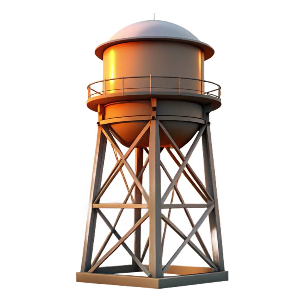 wonderful minimalist Water Tower Silhouette at Sunset Cutout detailed png