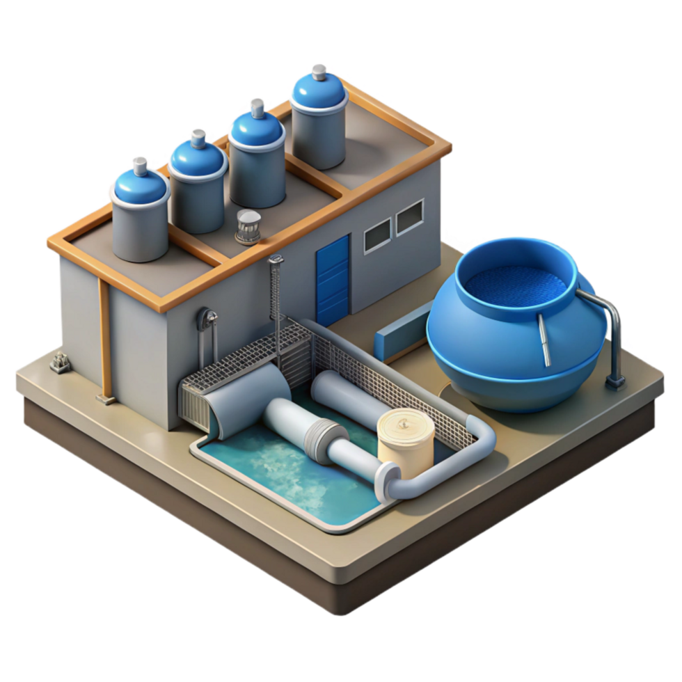 stunning rustic Water Treatment Plant Aerial View Isolated Element high resolution png
