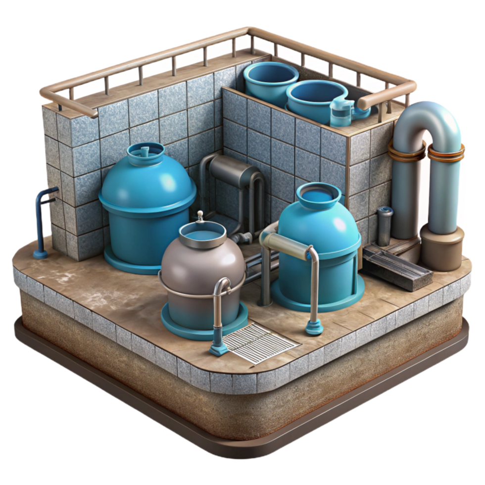 vibrant artistic Water Treatment Facility Interior View Isolated Element high quality png
