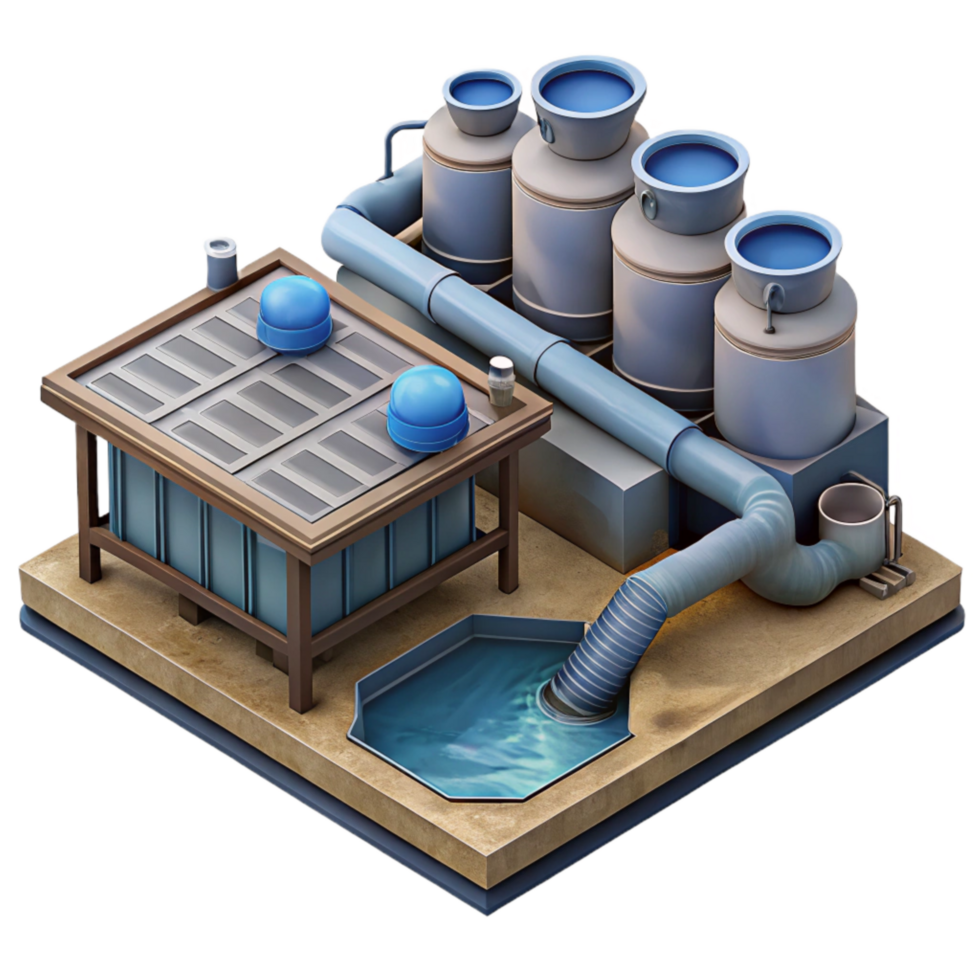 extraordinary creative Water Treatment Plant Aerial View Isolated Element high quality png