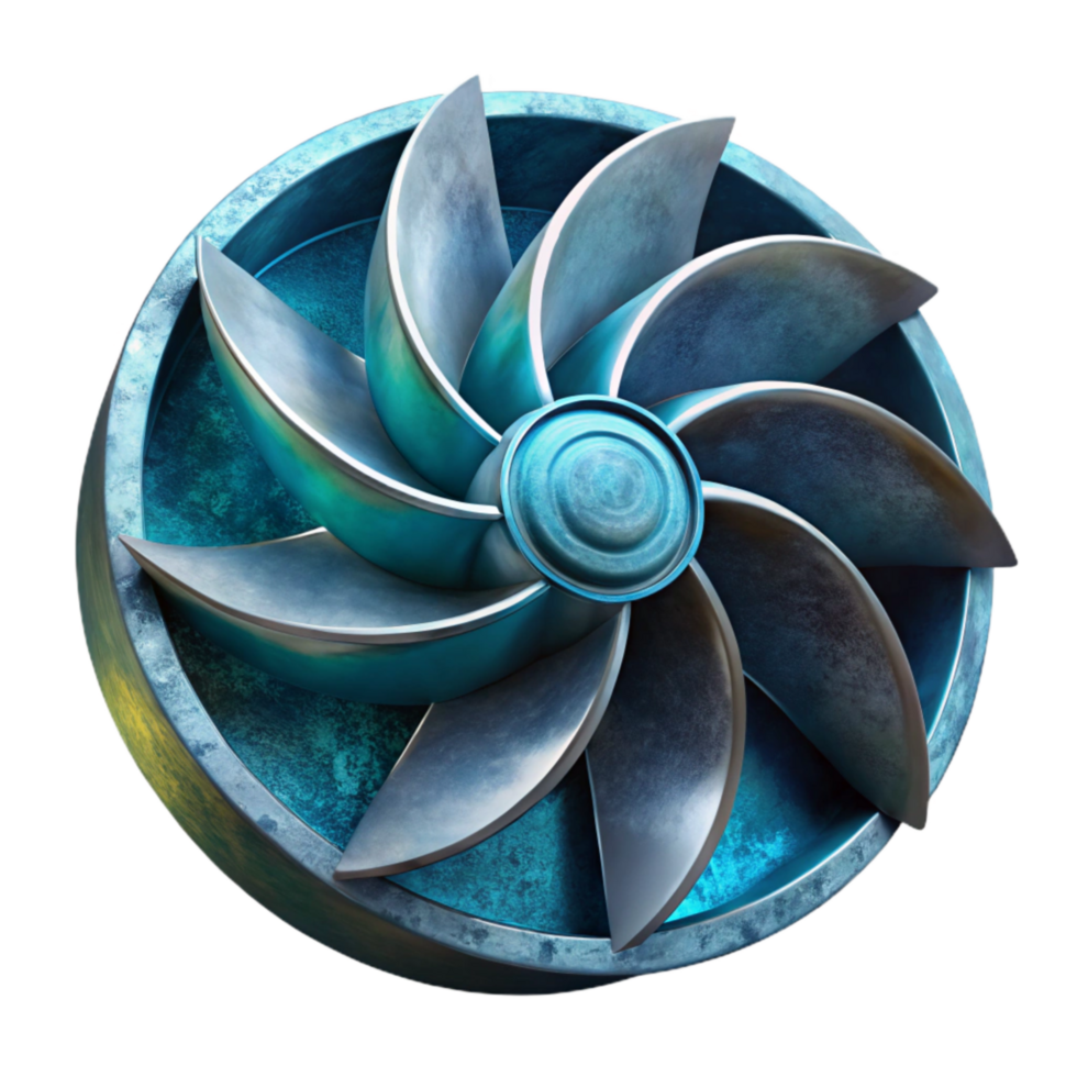 serene creative Water Turbine Blades Rotation Animation Cutout professional png