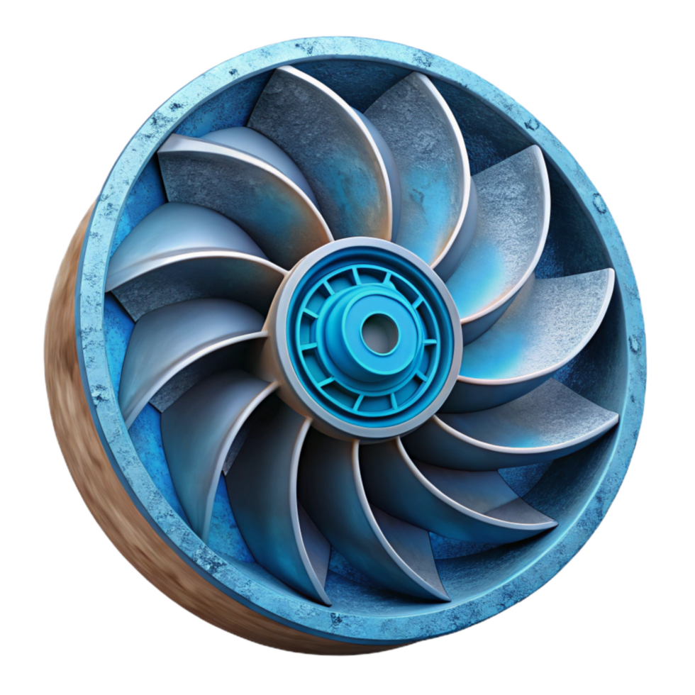 serene artistic Water Turbine Cross Section Illustration Isolated png