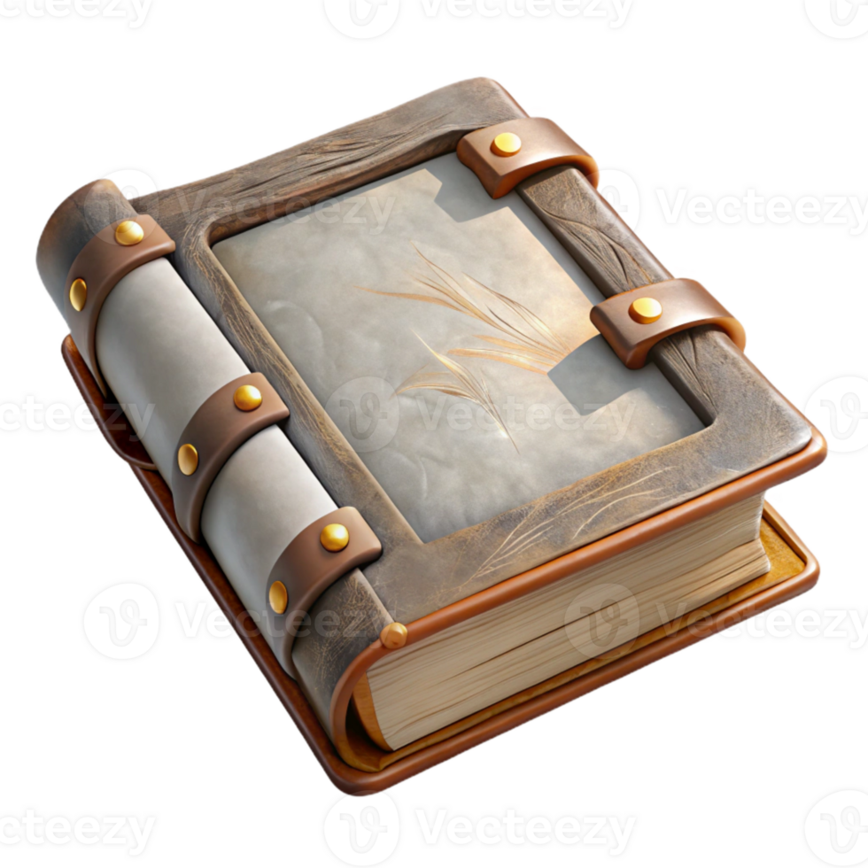 serene modern Weathered Book with Blank Pages Transparent Background genuine png