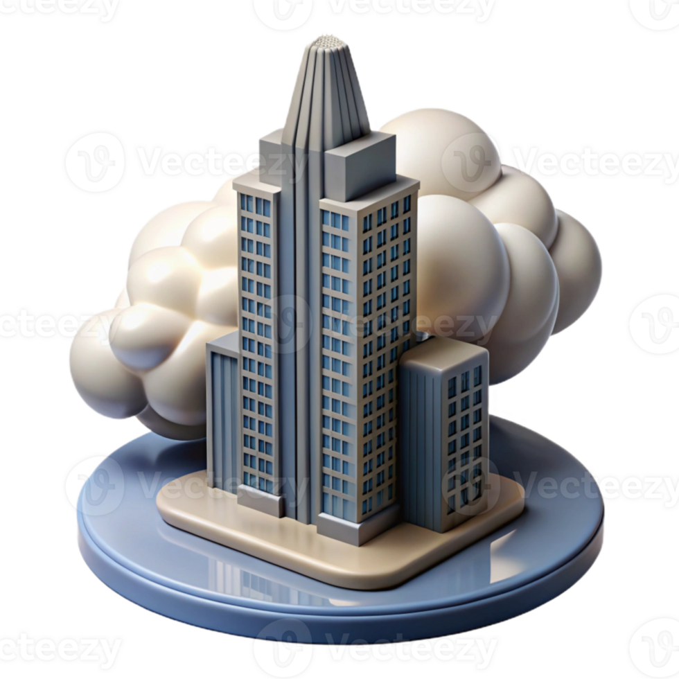 vibrant vintage Weather Responsive Skyscraper Isolated White Background png