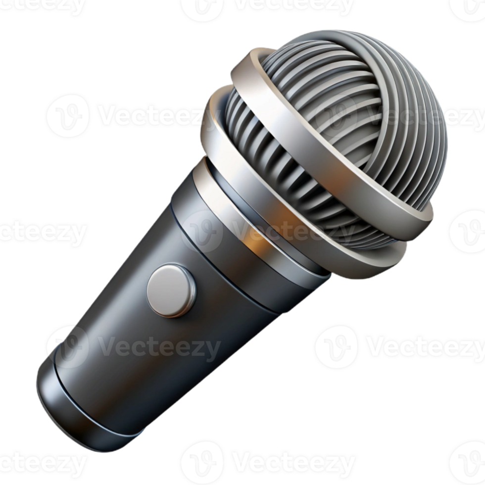 elegant contemporary Wireless Microphone Black and Silver Design Isolated Cutout exclusive png