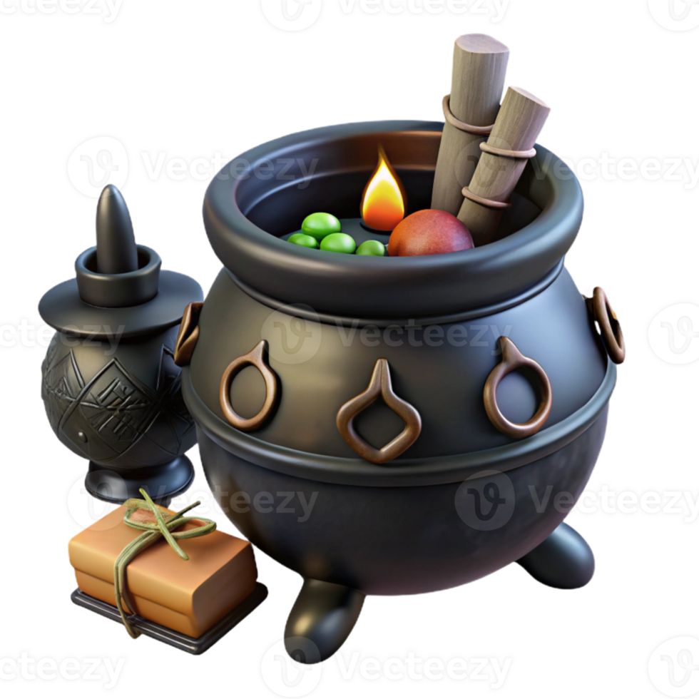 elegant artistic Witchcraft Supplies Cauldron Black Cutout premium png