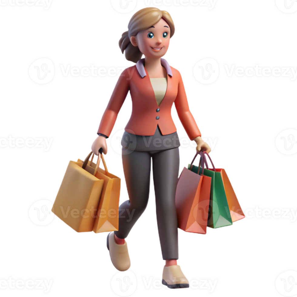 stunning abstract Woman Carrying Reusable Shopping Bag Top View png