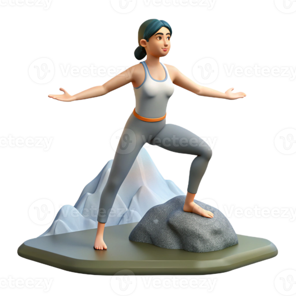 wonderful traditional Woman Doing Yoga on Mountaintop Transparent Background professional png