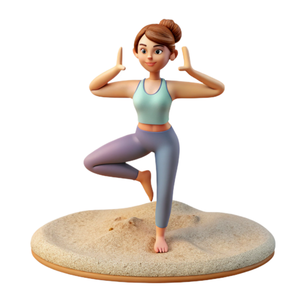 beautiful rustic Woman Doing Yoga Pose on Beach Isolated genuine png