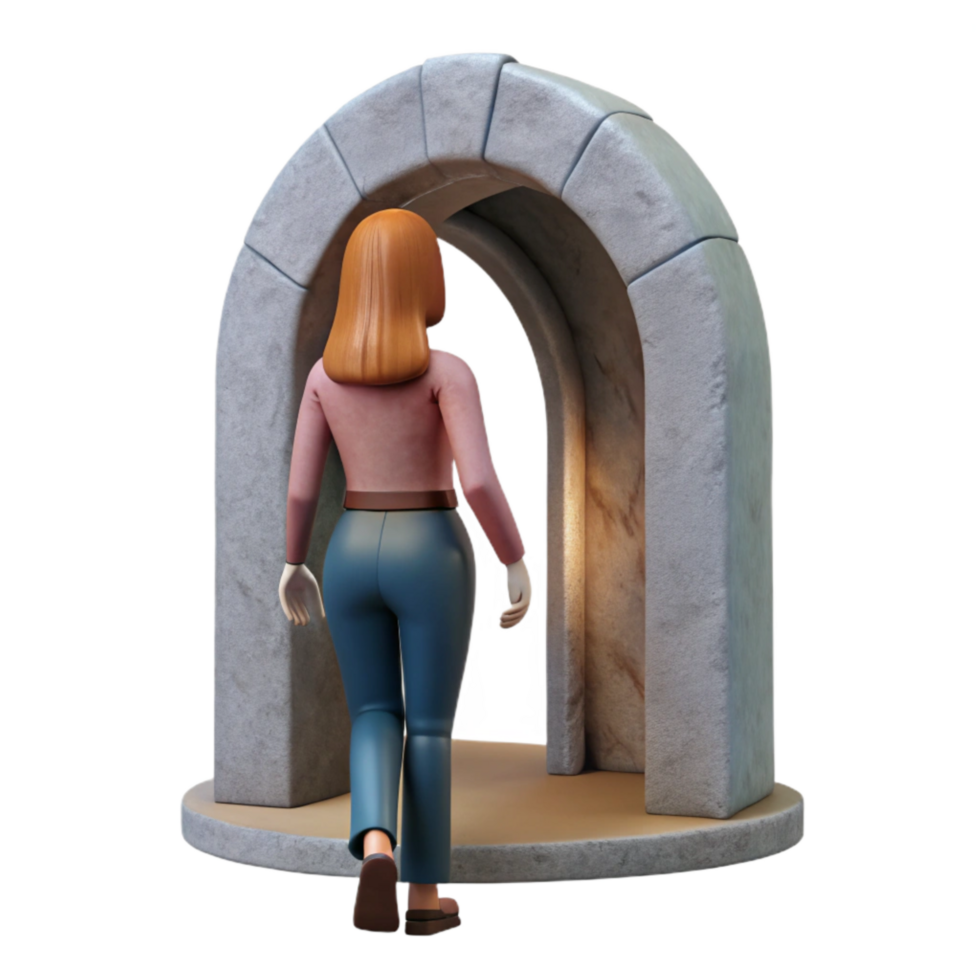wonderful artistic Woman Entering Portal Back View Isolated Element professional png