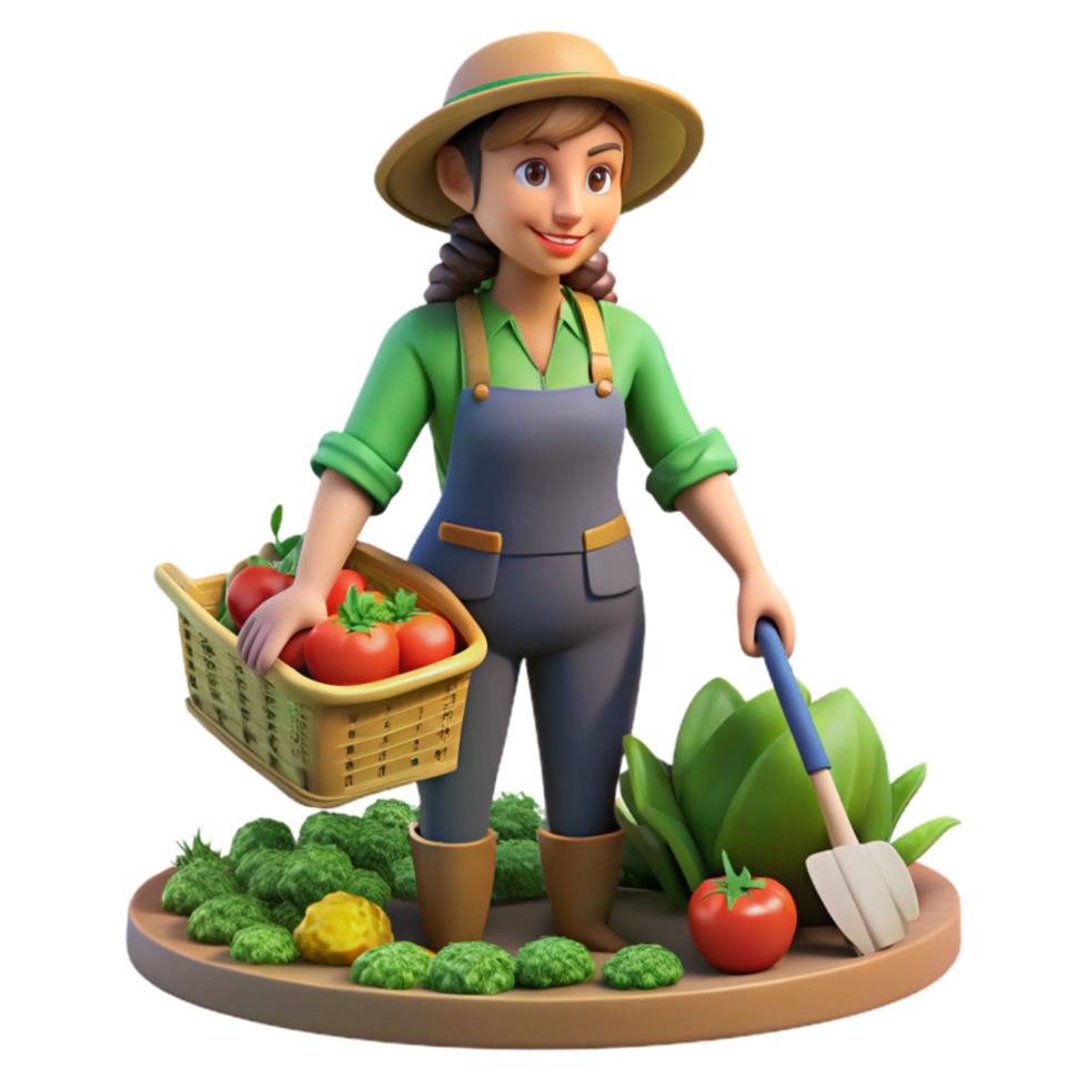 wonderful abstract Woman Harvesting Vegetables From Garden Transparent Background professional png