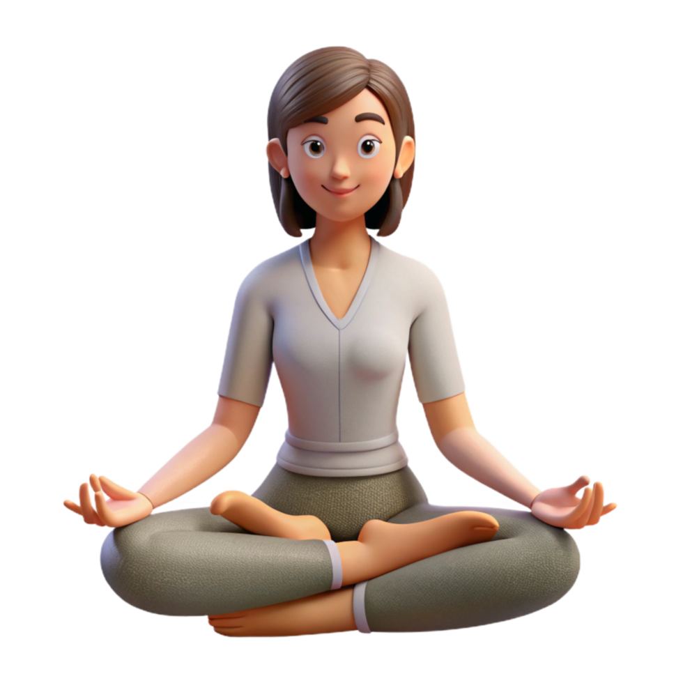 impressive rustic Woman Meditating in Lotus Position Transparent Background high resolution png