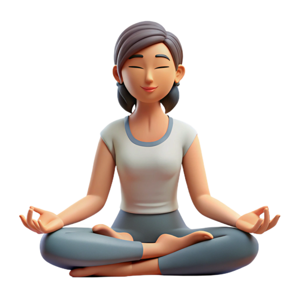 serene contemporary Woman Meditating Peaceful Pose Isolated on Transparent Background high quality png