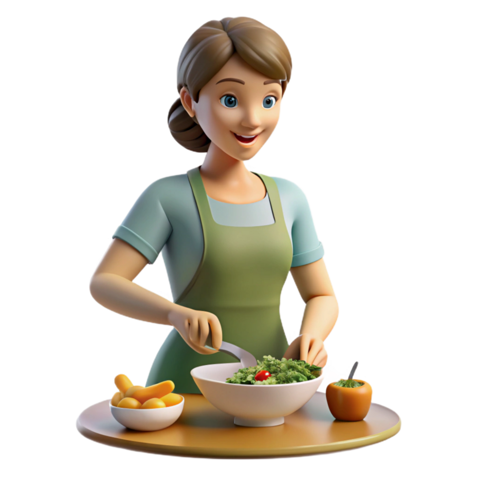 magnificent artistic Woman Preparing Healthy Meal Transparent Background png