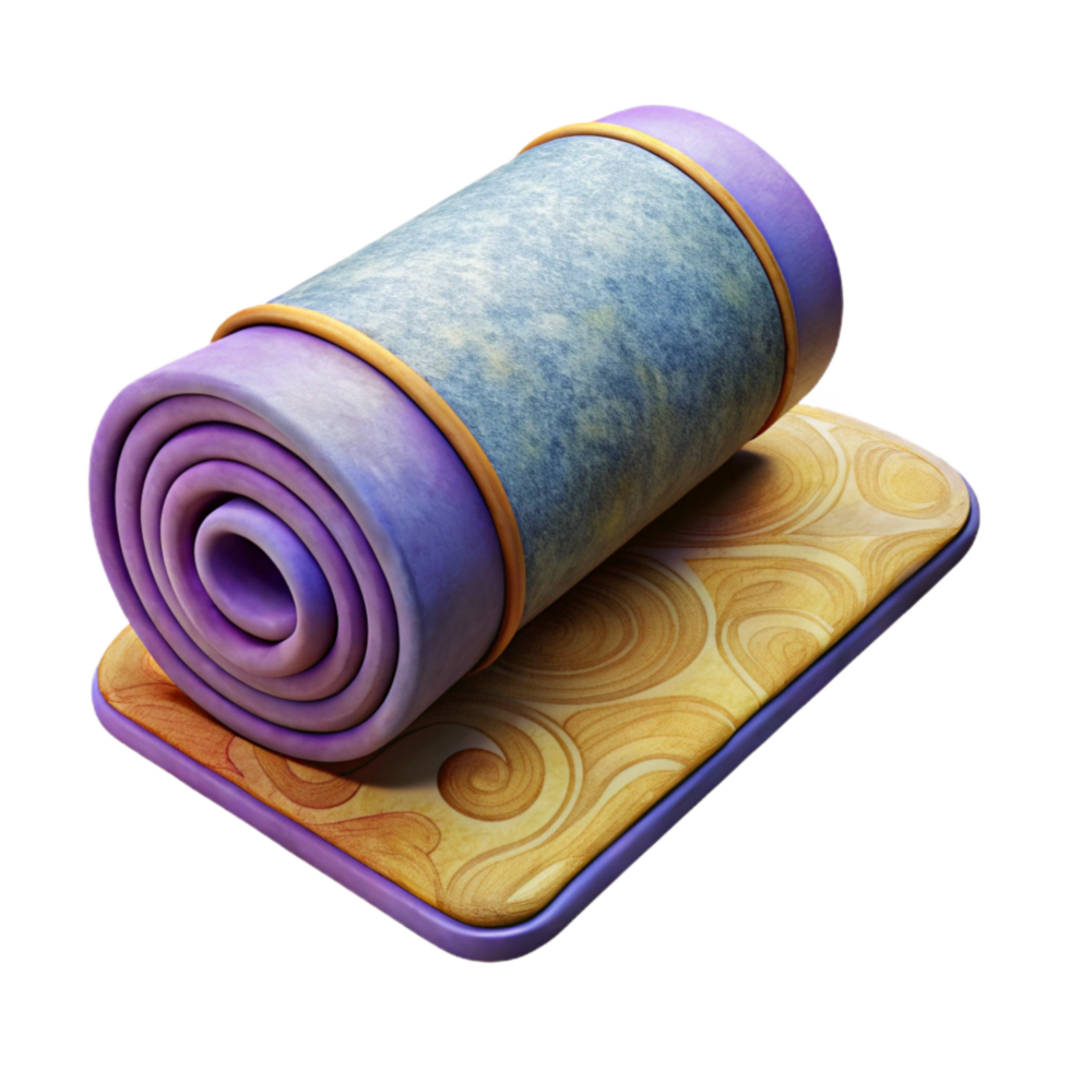 serene minimalist Yoga Mat Rolled Up Top View Transparent Background high resolution png