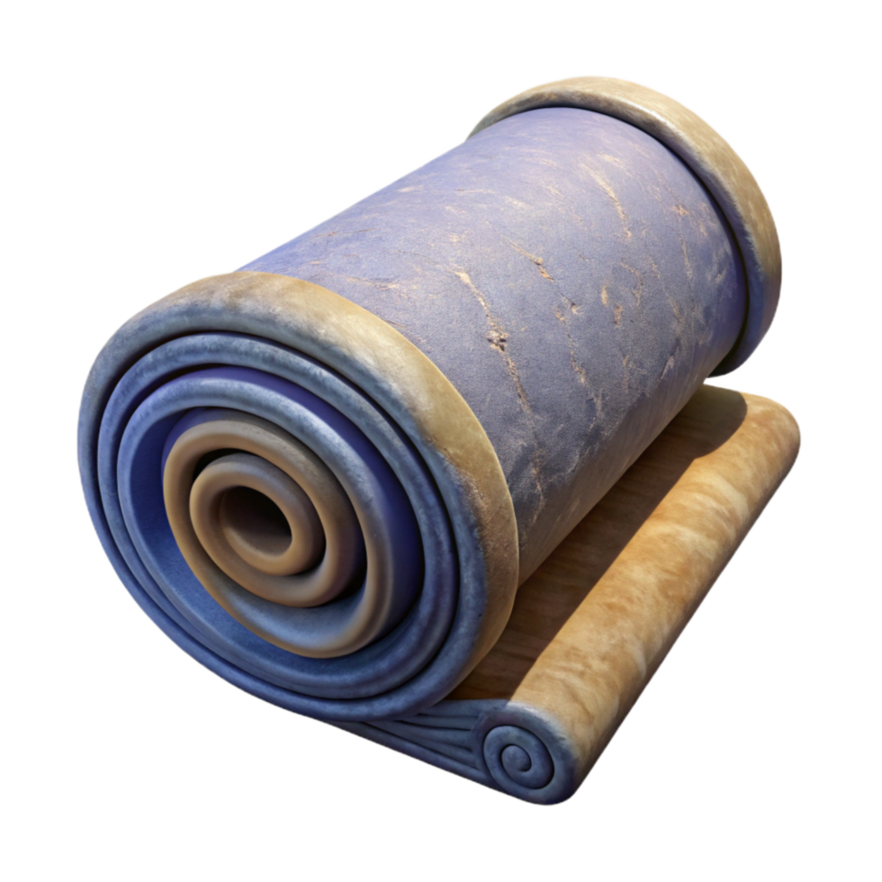 dramatic rustic Yoga Mat Rolled Up Top View Transparent Background premium png