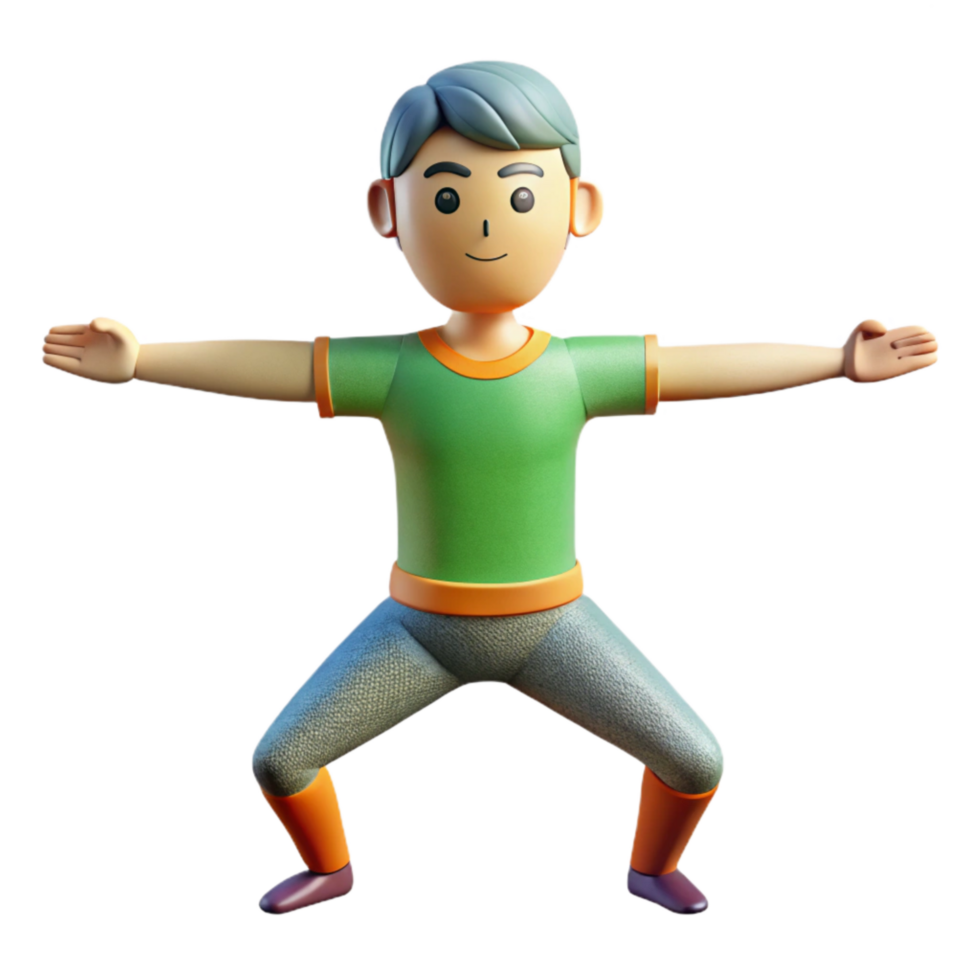 vibrant modern Yoga Pose Warrior Pose Isolated Element high resolution png
