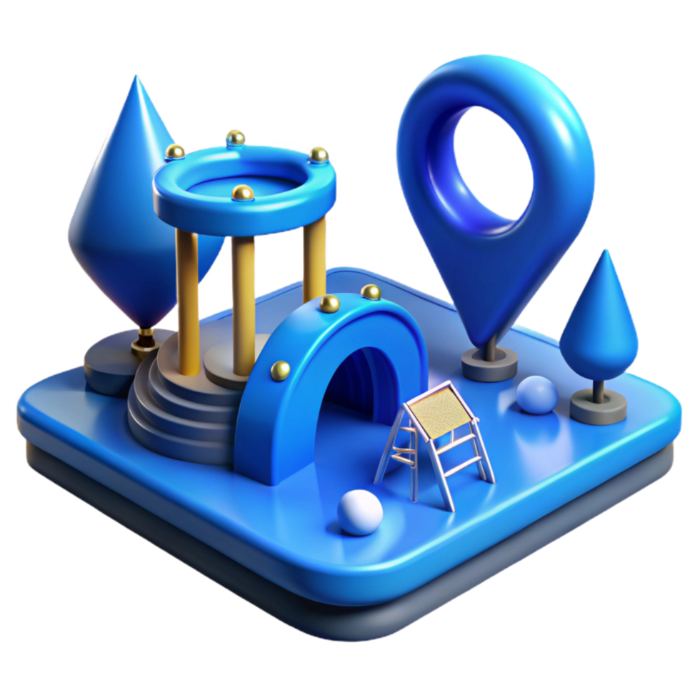 elegant abstract Zero Gravity Park Cutout with Blue Lighting high quality png