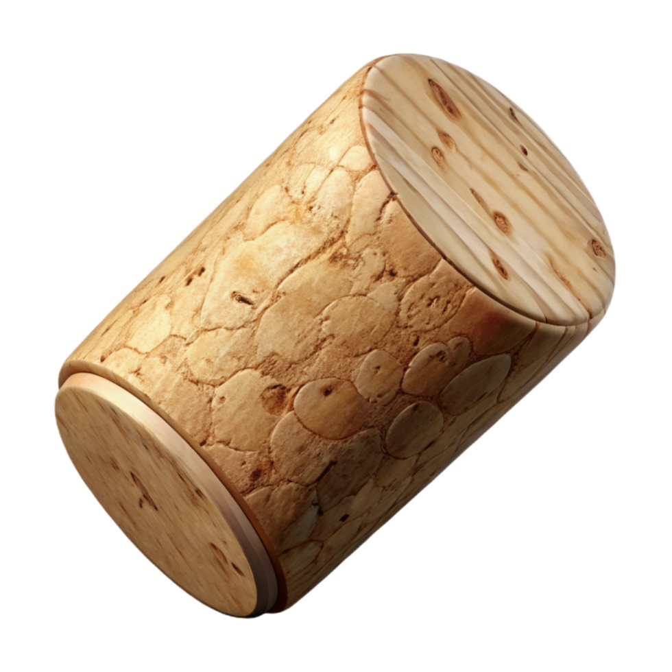 vibrant minimalist Zero Gravity Wine Cork Wood Texture Isolated detailed png