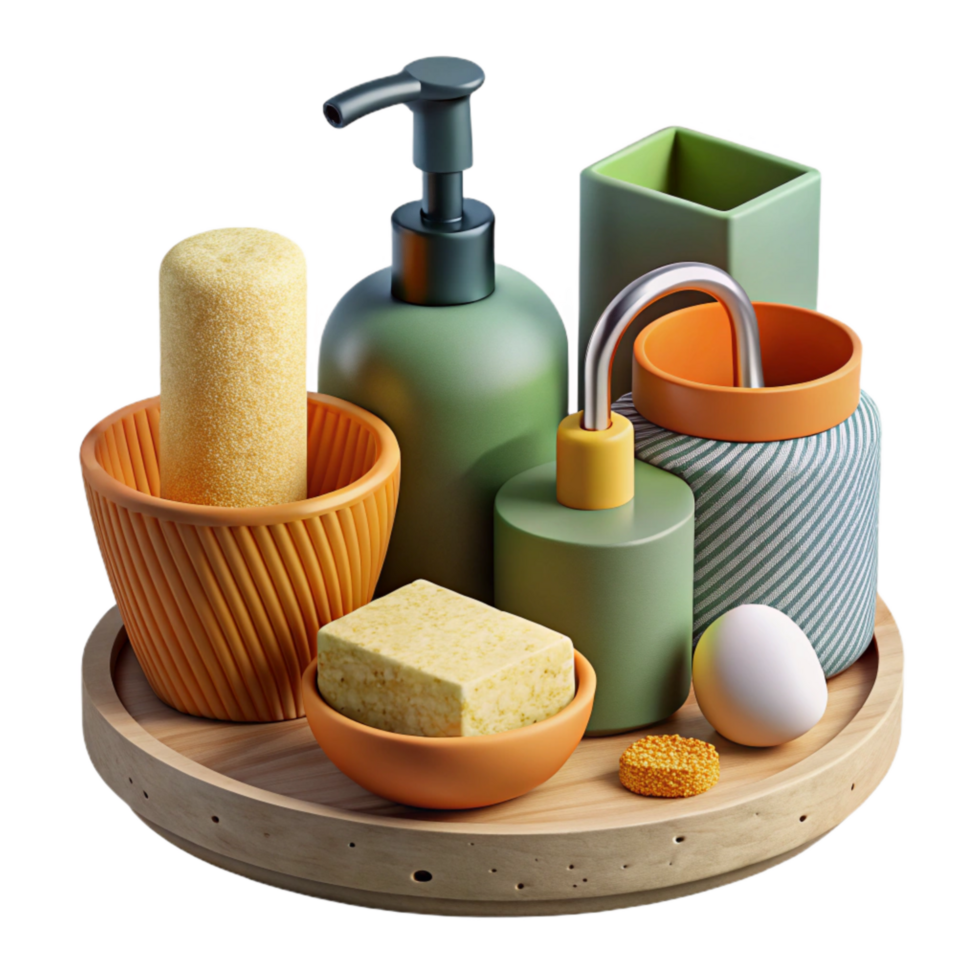 elegant classic Zero Waste Bathroom Essentials Top View Transparent Background original png