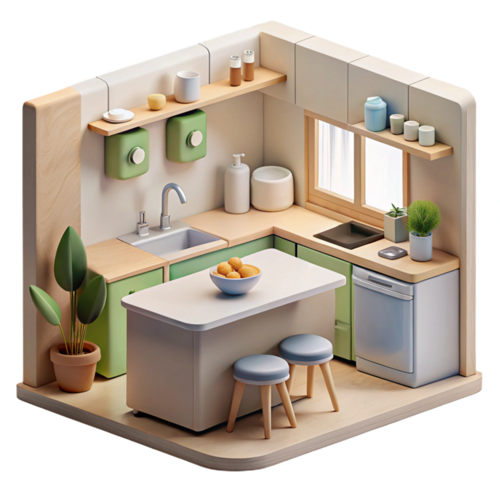 stunning abstract Zero Waste Kitchen Illustration Modern Style Transparent Background high resolution png