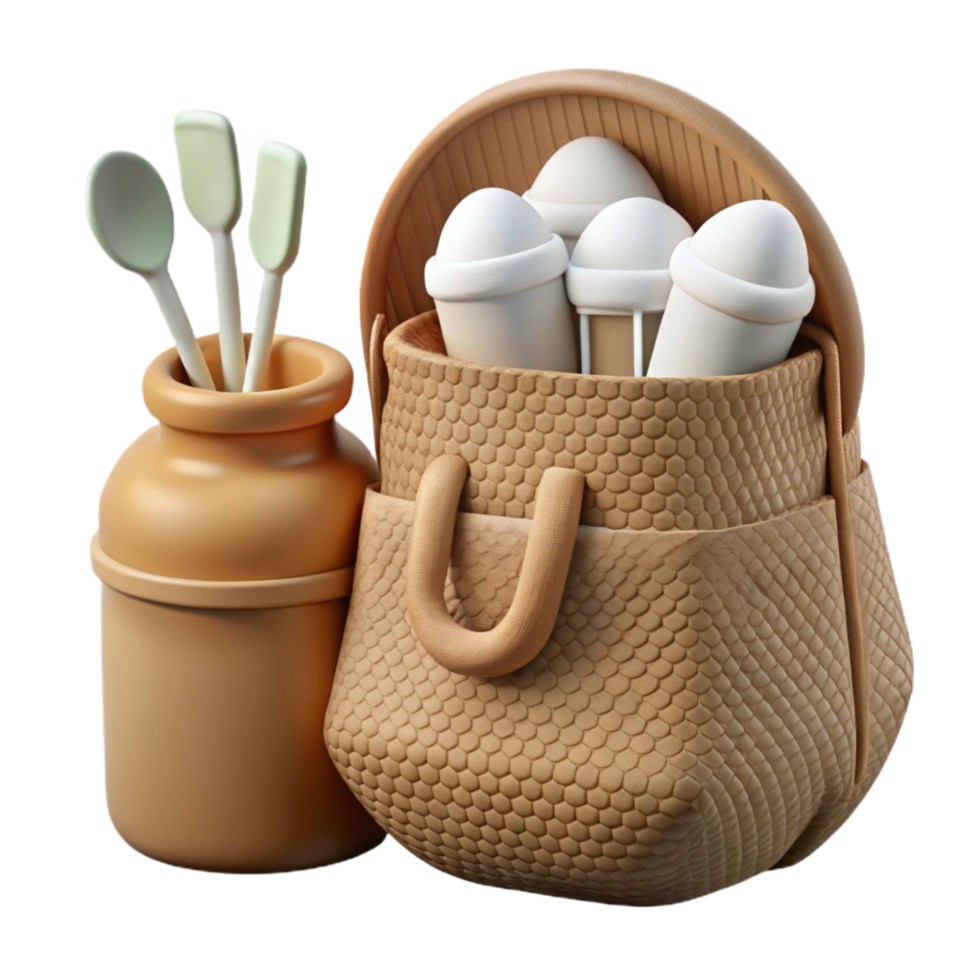 beautiful modern Zero Waste Kit with Reusable Items Isolated professional png