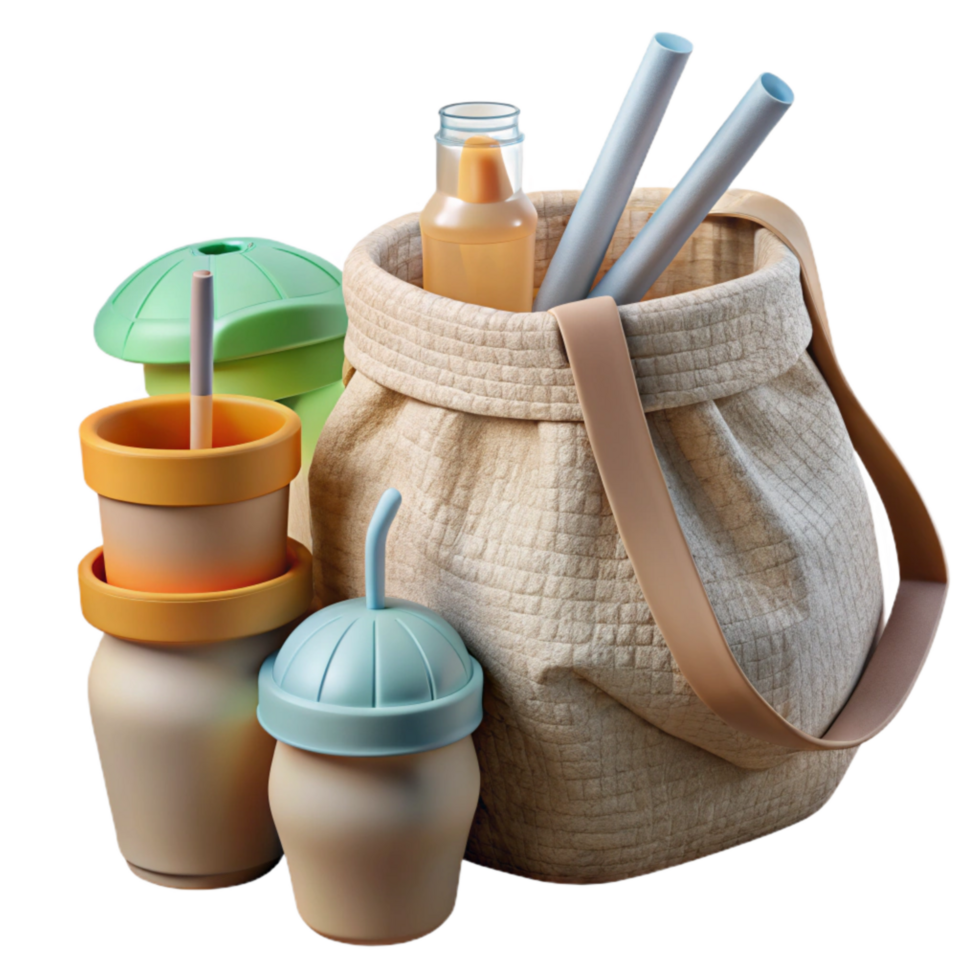 elegant rustic Zero Waste Kit with Reusable Items Isolated high resolution png