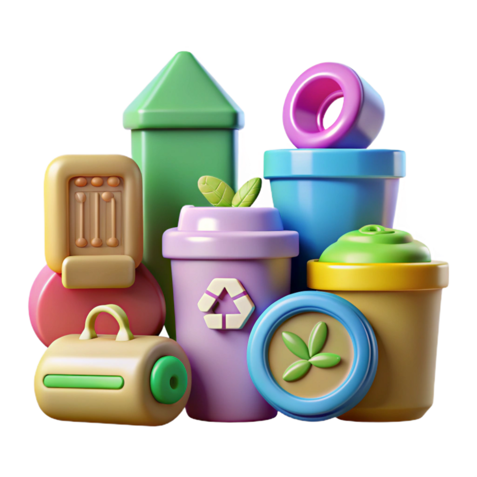 wonderful classic Zero Waste Lifestyle Icon Set White Background Cutout high resolution png