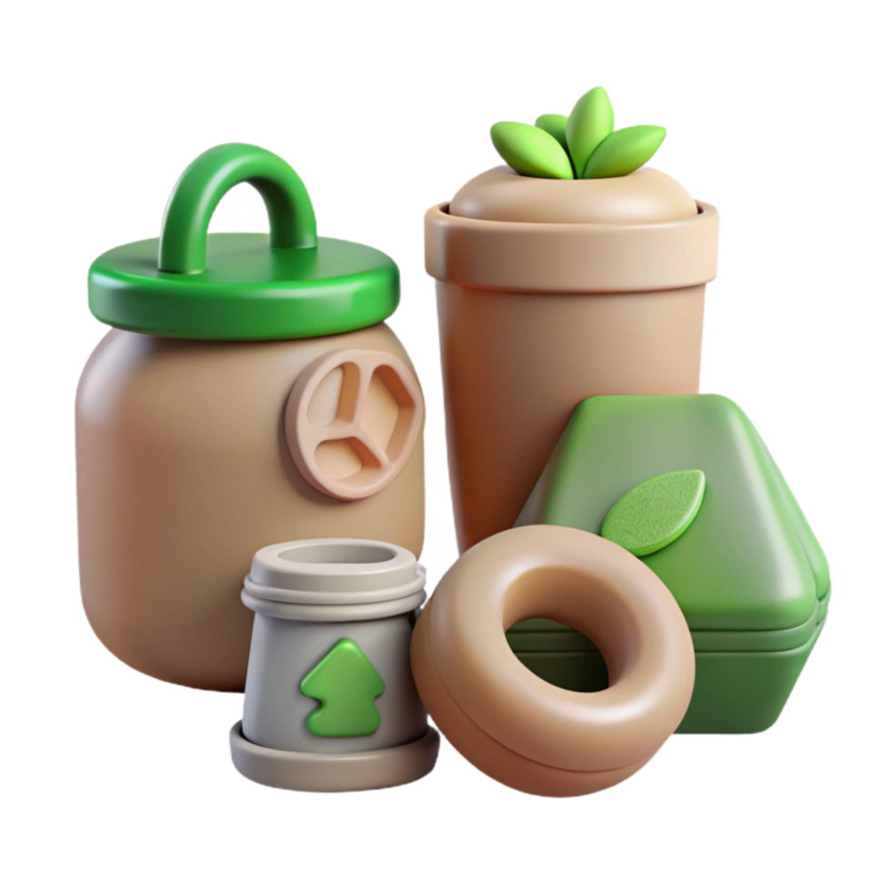 beautiful contemporary Zero Waste Lifestyle Icon Set White Background Cutout original png