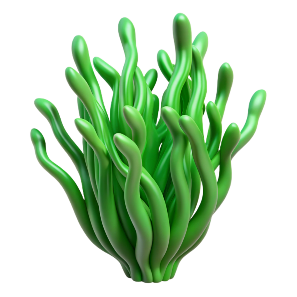 vibrant rustic Seaweed Long Strands Flowing Green Isolated Element high resolution png