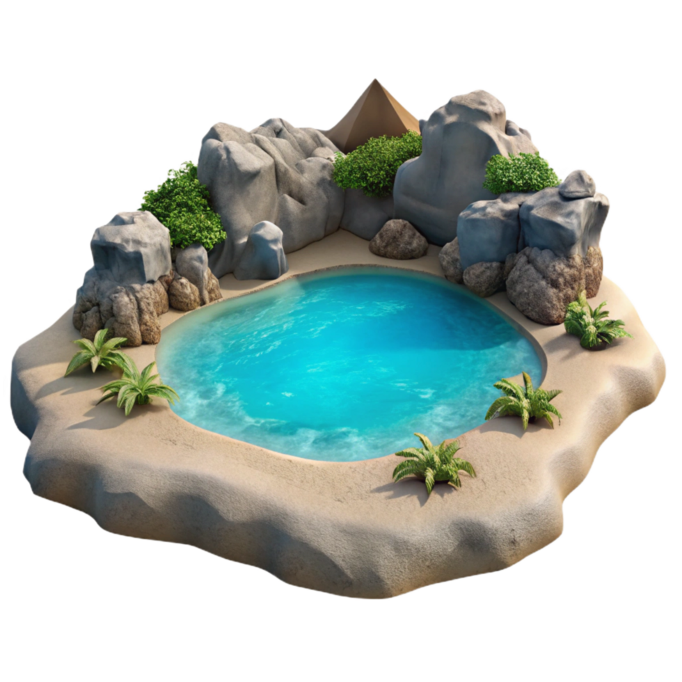 beautiful abstract Secluded Beach Cove Turquoise Water Isolated genuine png