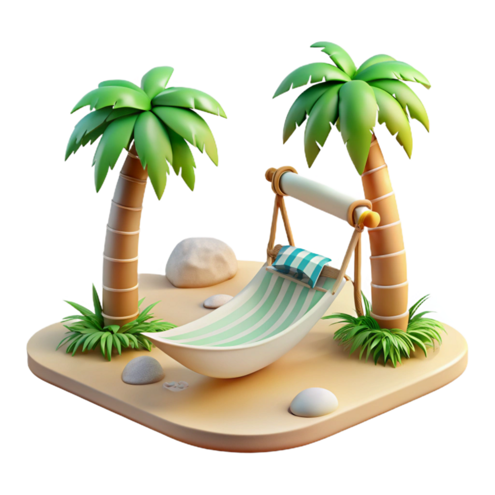 wonderful traditional Secluded Beach Hammock Palm Trees Transparent Background professional png