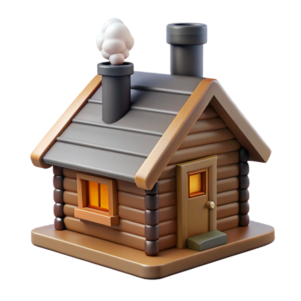 serene modern Secluded Cabin Smoke From Chimney Isolated genuine png