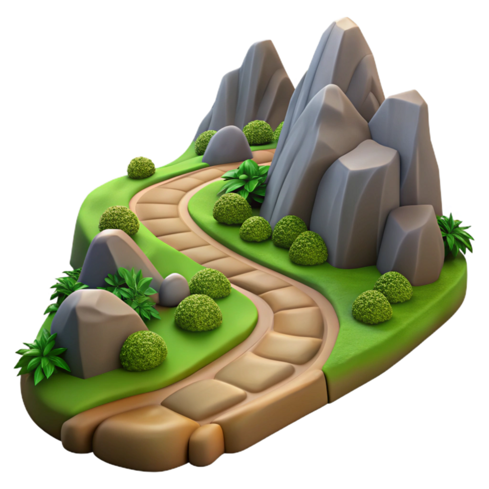 dramatic rustic Secluded Mountain Path Winding Trail Transparent Background high resolution png