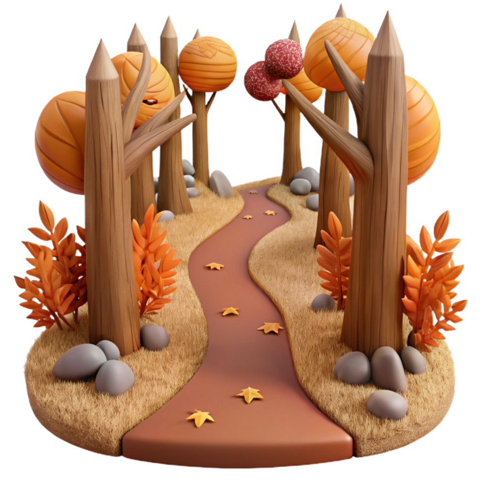 wonderful vintage Secluded Forest Trail Fallen Leaves Cutout authentic png