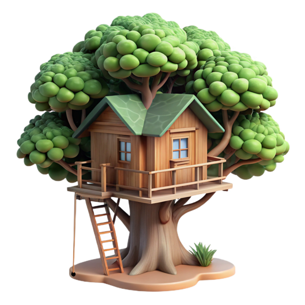 serene creative Secluded Treehouse Forest Canopy Isolated authentic png