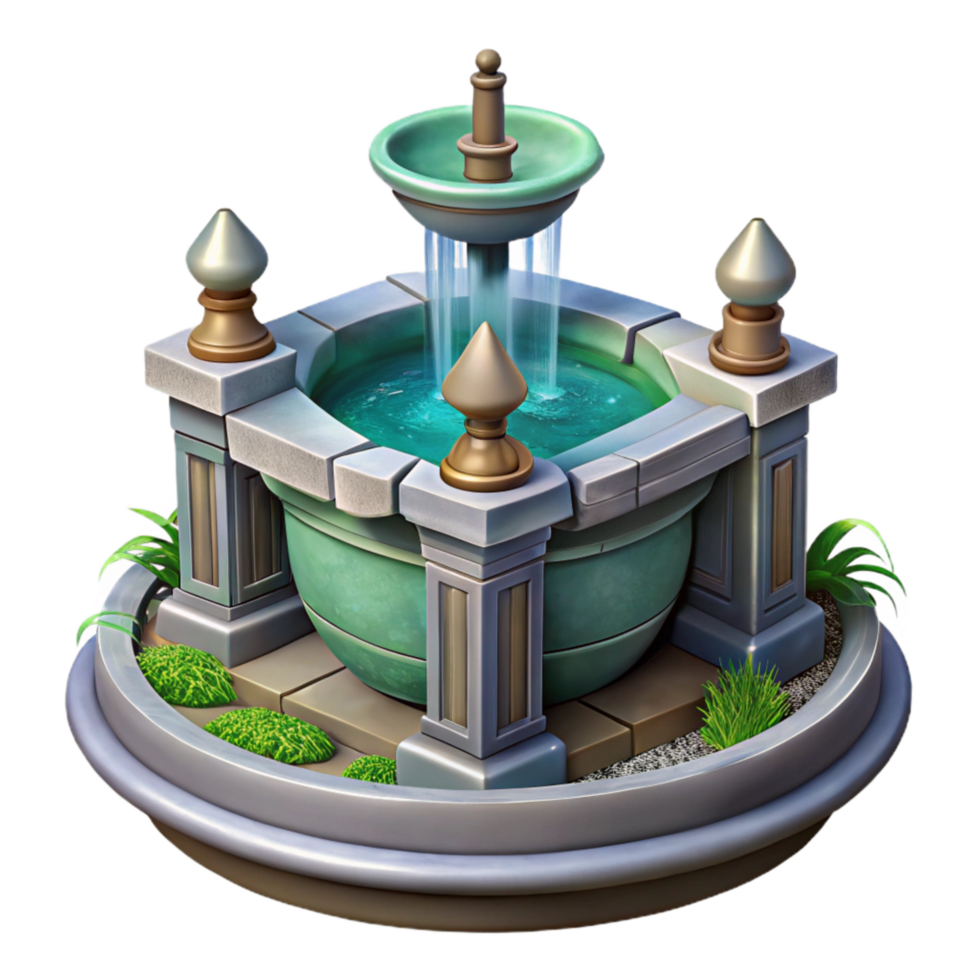 elegant traditional Secret Garden Fountain Flowing Water Transparent high resolution png