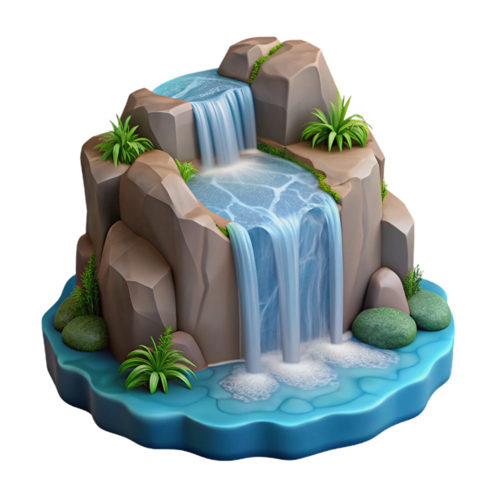 magnificent rustic Secret Waterfall Cascading Water Isolated premium png