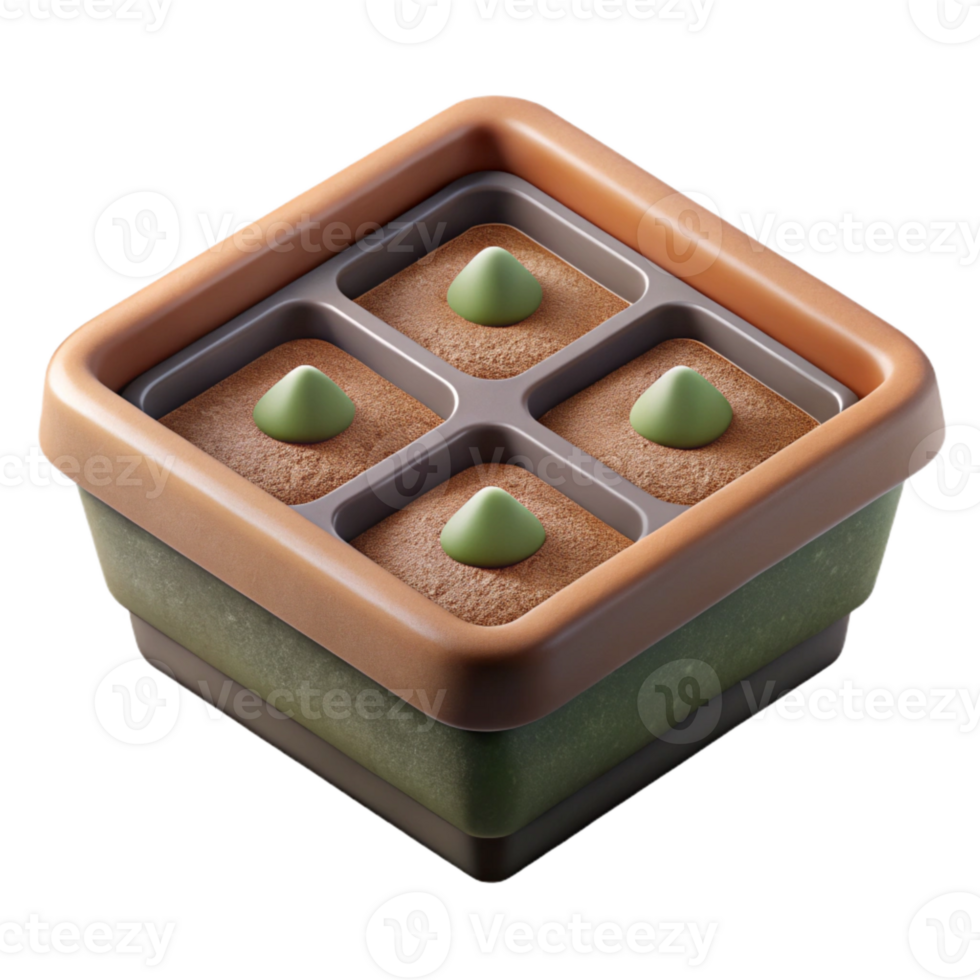 vibrant vintage Seedling Tray Close Up Overhead View Transparent Background detailed png
